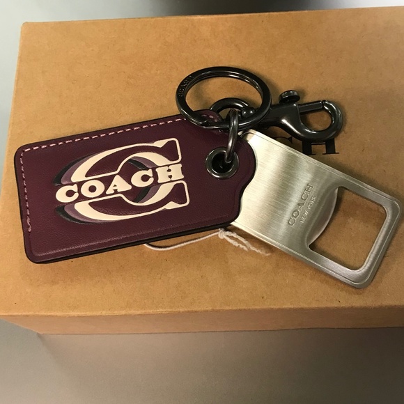 Coach Key Chain Bottle Opener Gun Metal Purple Mauve Detatchable Multifunctional - Picture 2 of 8